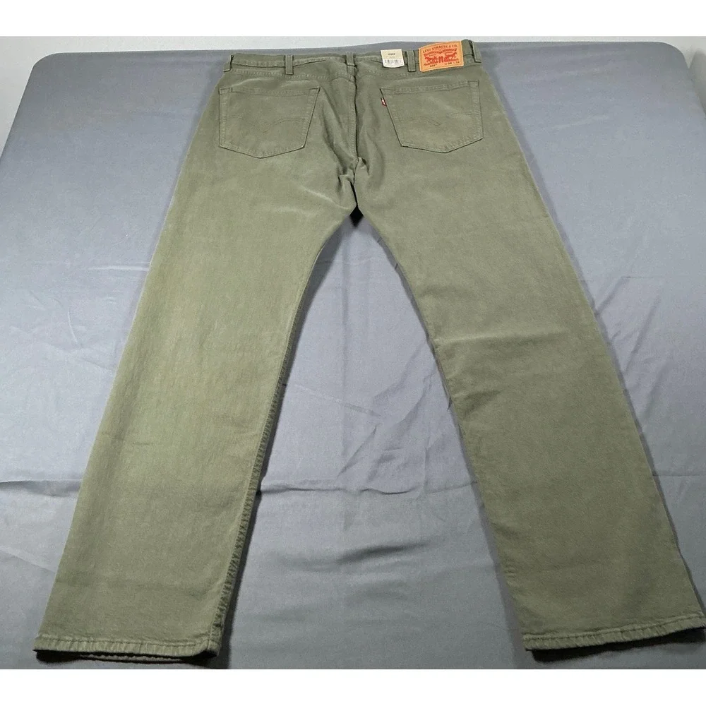 Levis 505 Regular Fit Mens 38x32 Olive Green Eco Ease Straight Leg Pants New